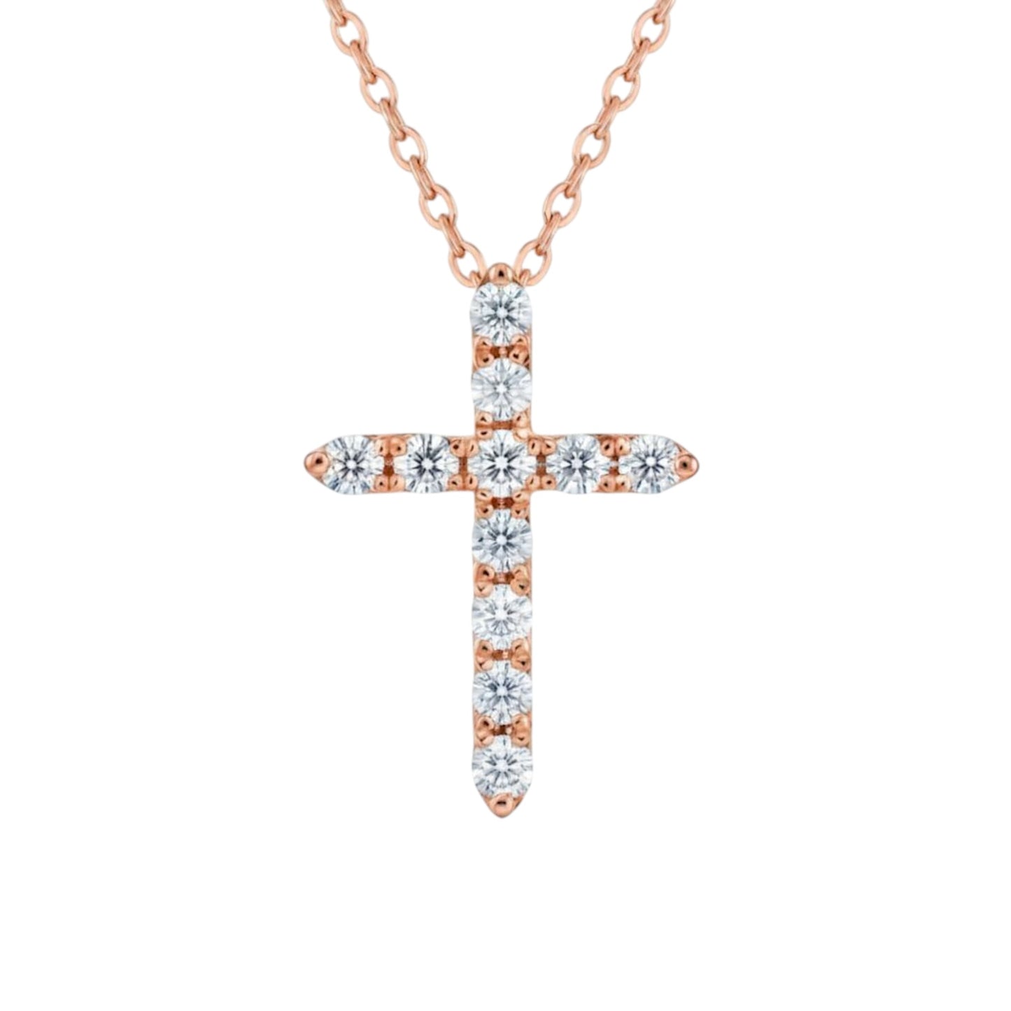 14Kt Gold 1 Ct Lab Grown Diamond Cross Pendant Necklace