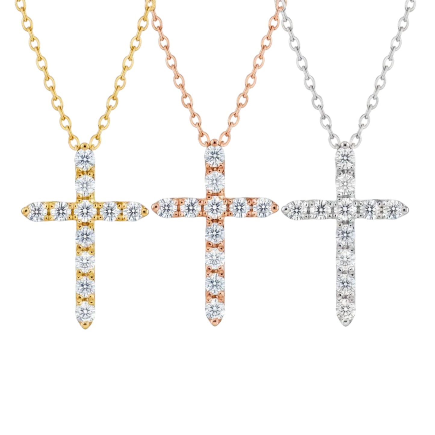 14Kt Gold 1 Ct Lab Grown Diamond Cross Pendant Necklace