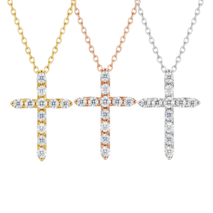 14Kt Gold 1 Ct Lab Grown Diamond Cross Pendant Necklace