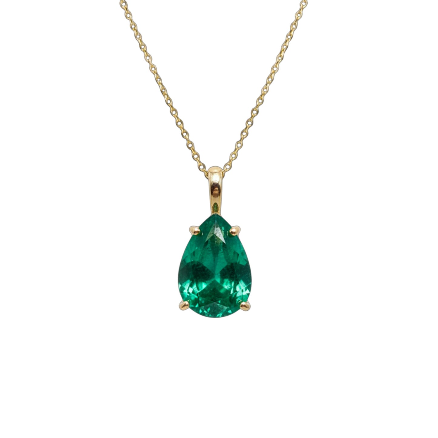 14Kt Gold Emerald Teardrop Pendant