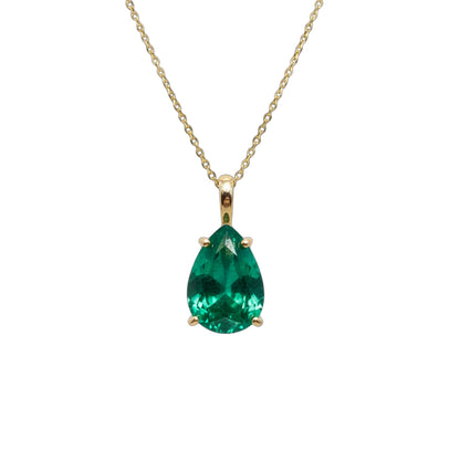 14Kt Gold Emerald Teardrop Pendant