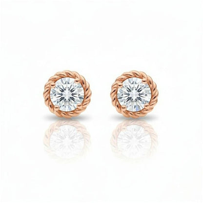 14Kt Gold 0.30 Ct Genuine Natural Diamond Stud Bezel Earrings