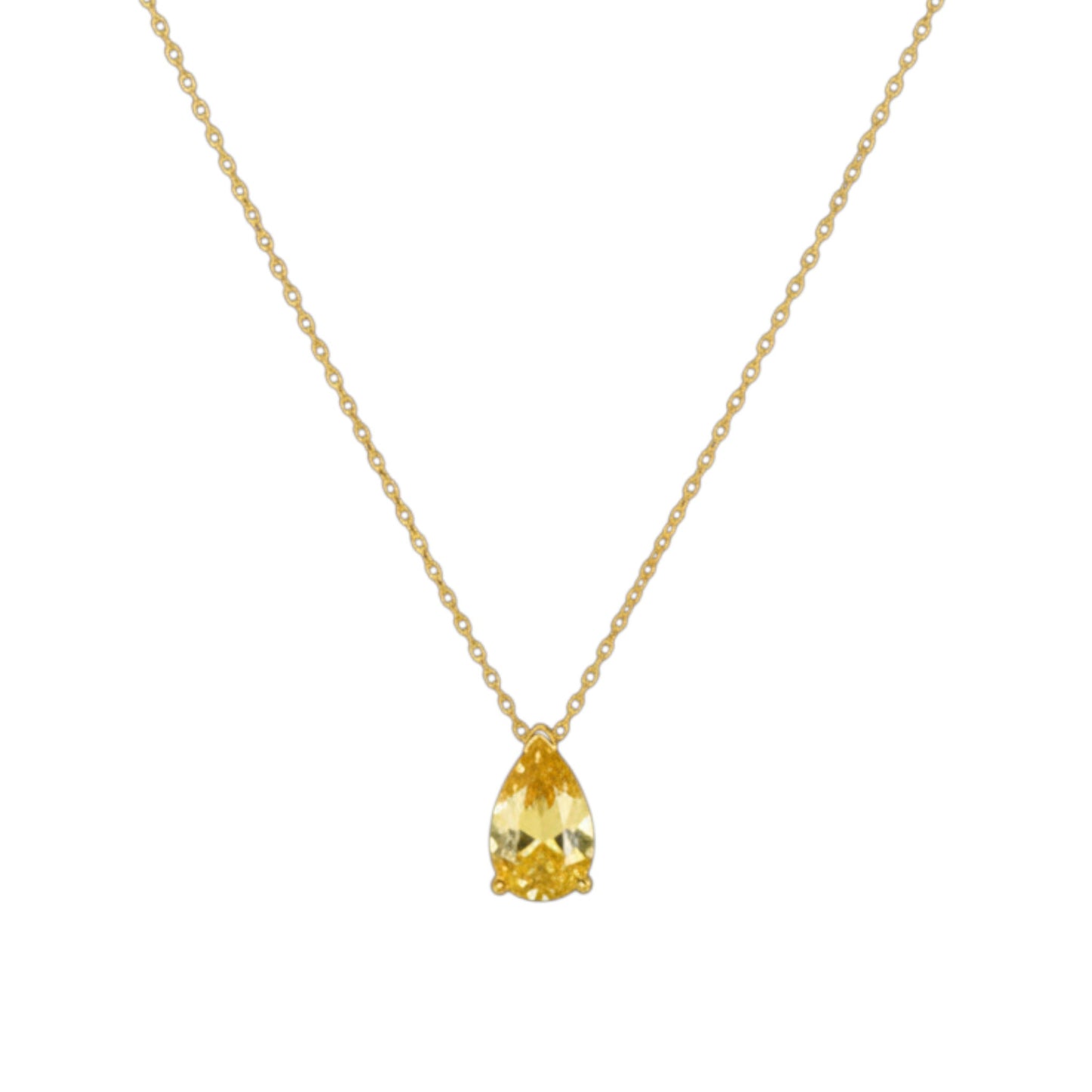 14Kt Gold Yellow Citrine Teardrop Pendant Necklace