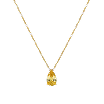 14Kt Gold Yellow Citrine Teardrop Pendant Necklace