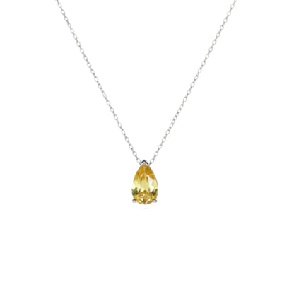 14Kt Gold Yellow Citrine Teardrop Pendant Necklace