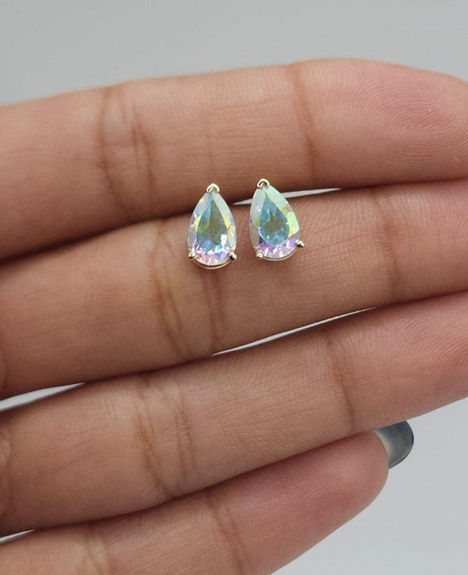 14Kt Gold Mercury Mist Mystic Topaz Teardrop Pear Shape Stud Earrings