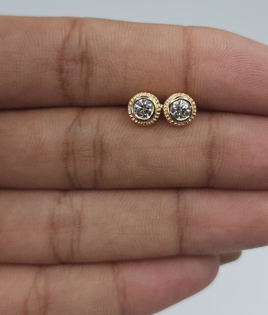 14Kt Gold 0.30 Ct Lab Grown Diamond Bezel Stud Earrings