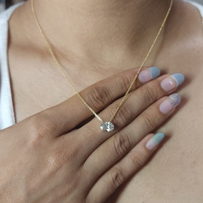 14Kt Gold 2 Ct Lab Grown Diamond Oval Solitaire Pendant