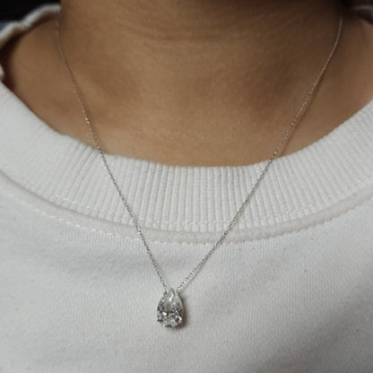 14Kt Gold 3 Ct IGI Certified Pear Shape Lab Grown Diamond Solitaire Pendant