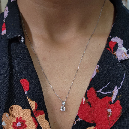 14Kt Gold 0.47 Ct Lab Grown 2 Diamonds Pendant Necklace
