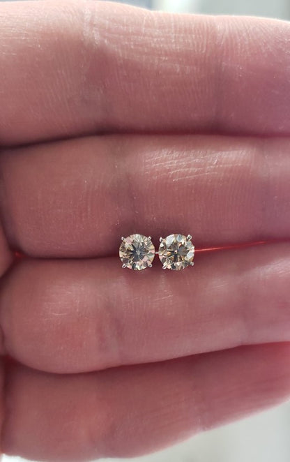 14Kt Gold 1.80 Ct Lab Grown Diamond Stud Earrings