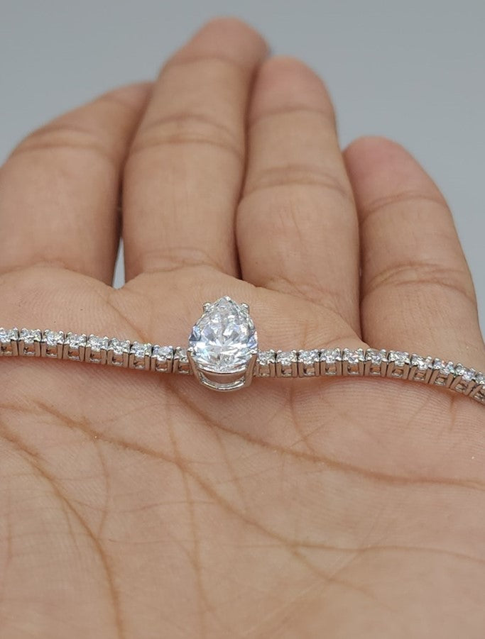 14Kt Gold 4.25 Ct Teardrop Lab Grown Diamond Tennis Bracelet