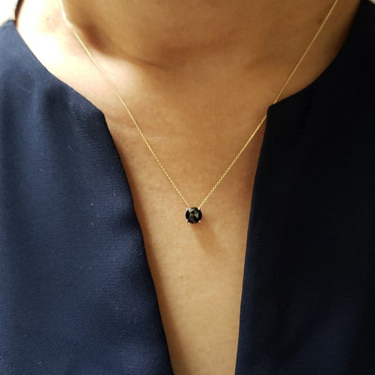 14Kt Gold 0.75 Ct Genuine Rose Cut Black Diamond Pendant