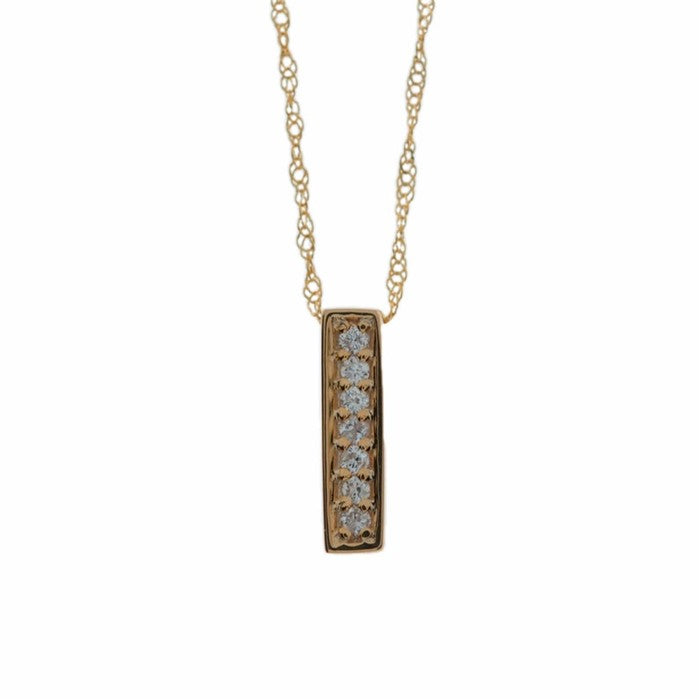 14Kt Gold Lab Grown Diamond Bar Necklace Pendant