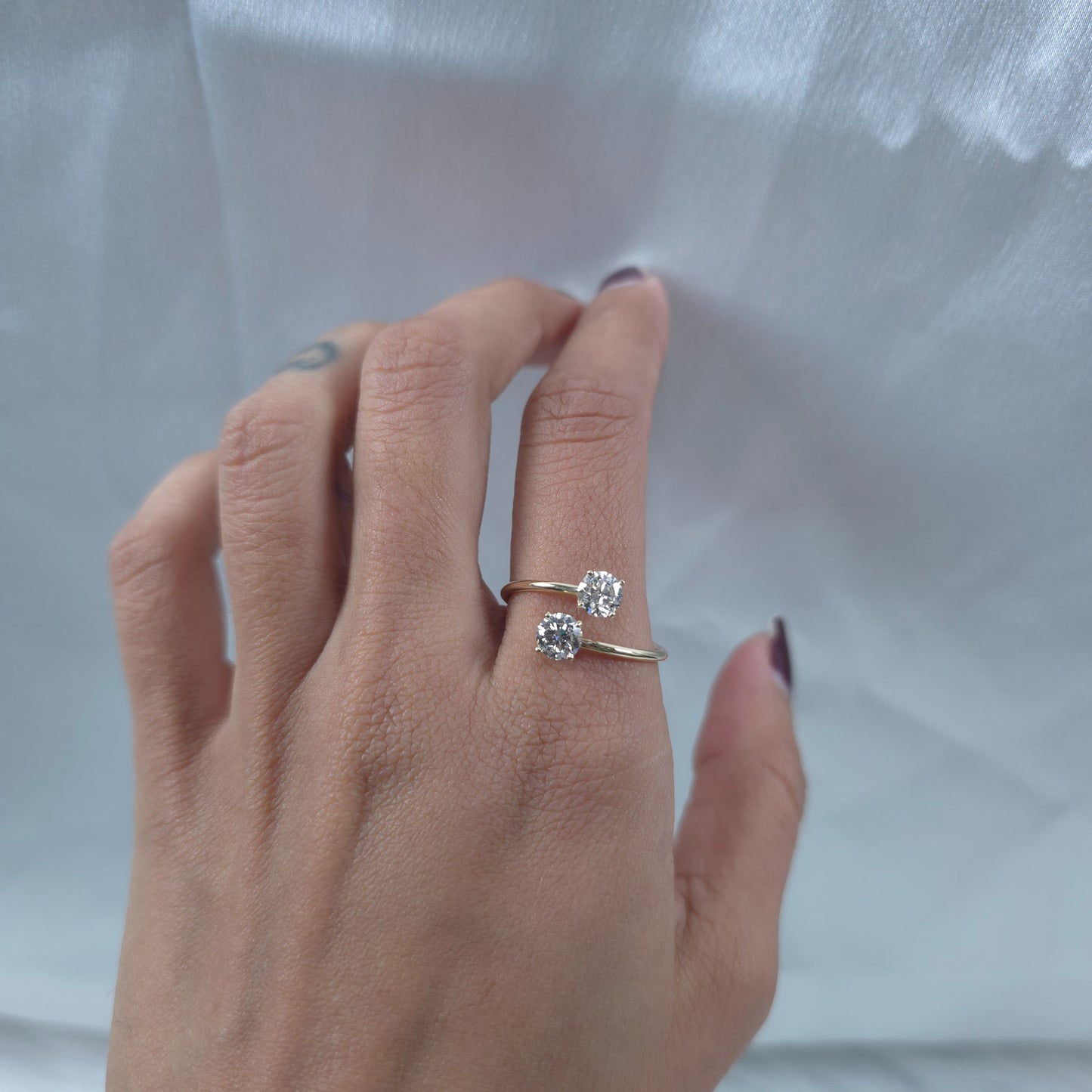 14Kt Gold 1 Ct 2 Stones Lab Grown Diamond Ring
