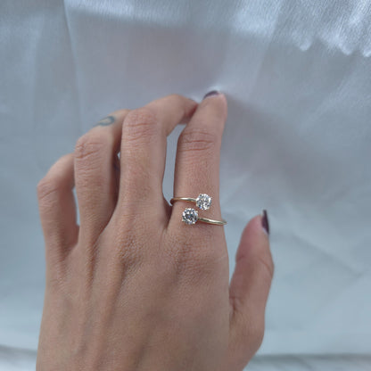 14Kt Gold 1 Ct 2 Stones Lab Grown Diamond Ring
