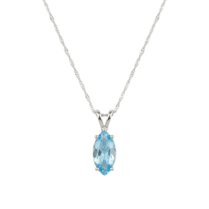 14Kt Gold Blue Topaz Marquise Pendant