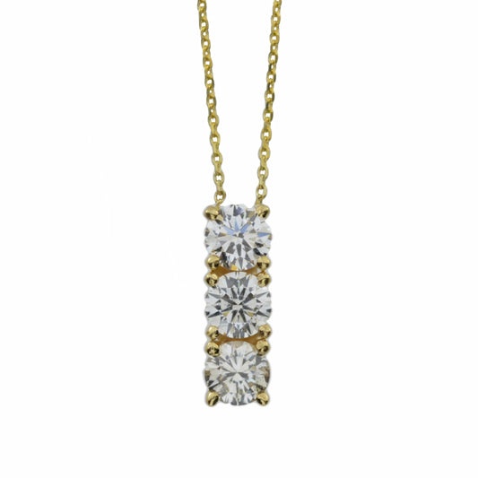 14Kt 0.75 Ct Gold Lab Grown Solitaire Diamond Pendant 3 Stone Diamond Necklace