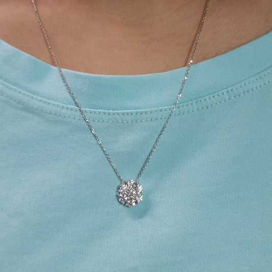 14Kt Gold 1.05 Ct Lab Grown Cluster Diamond Pendant Necklace