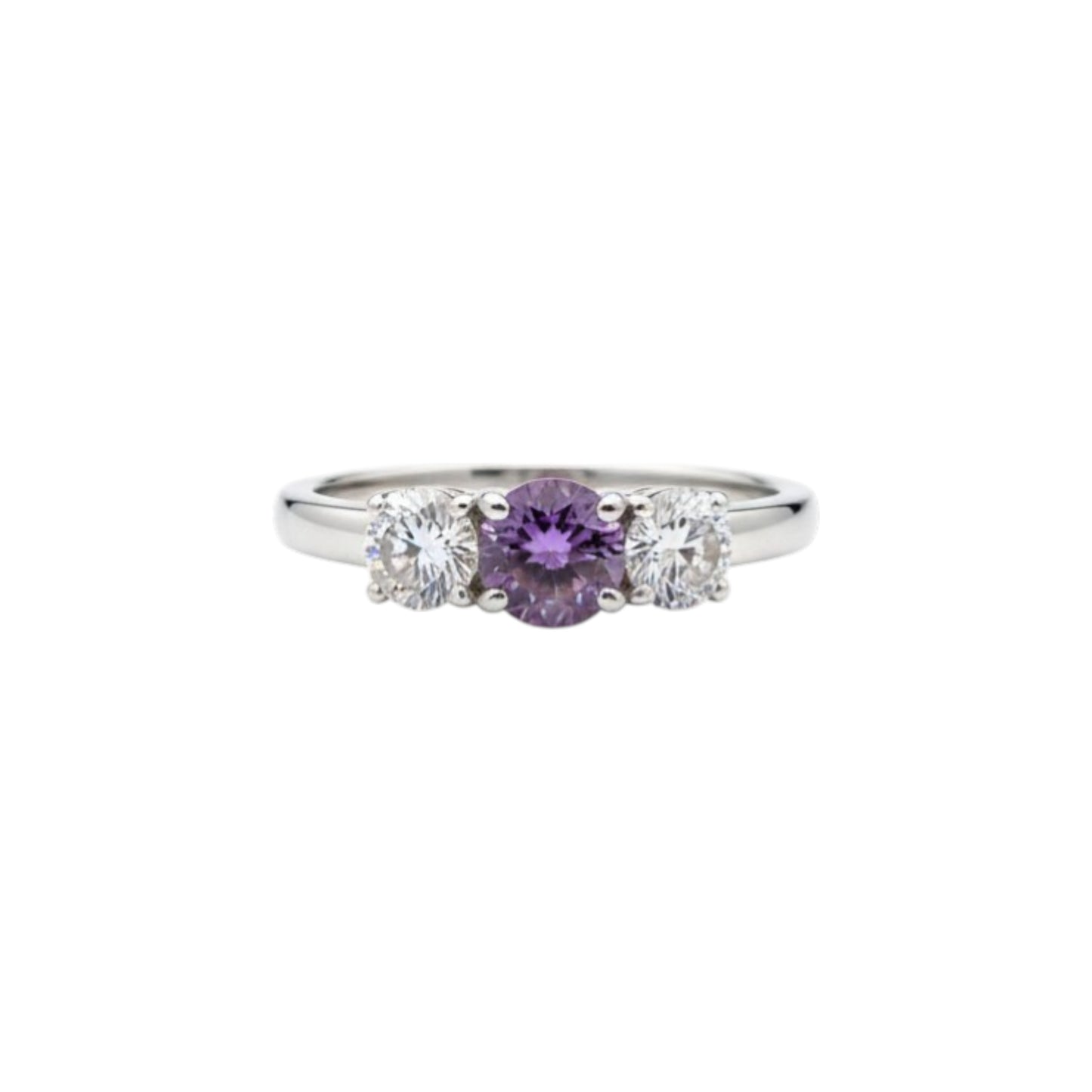 Created Alexandrite & Lab Grown Diamond Round ring .925 Sterling Silver