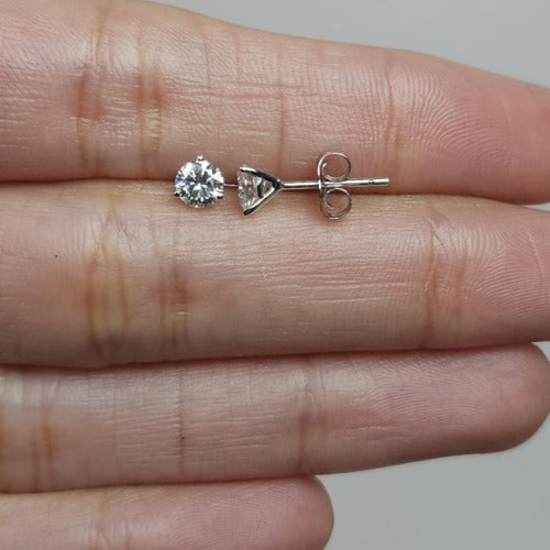 14Kt Gold 3 Prong Martini 1Ct Lab Grown Diamond Stud Earrings