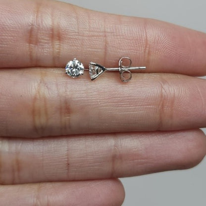 14Kt Gold 3 Prong Martini 1Ct Lab Grown Diamond Stud Earrings