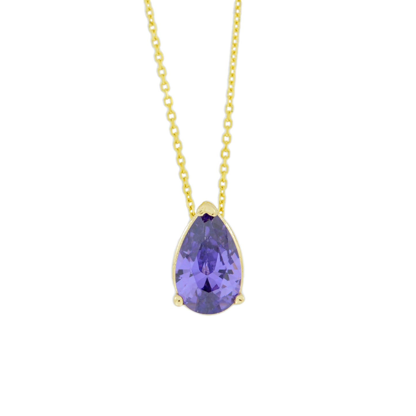 14Kt Gold Amethyst Teardrop Necklace Pendant