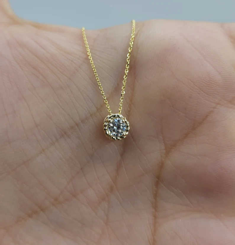 14Kt Gold 0.25 Ct Lab Grown Diamond Pendant Necklace