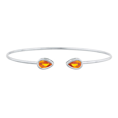 14Kt Gold Orange Citrine Pear Bezel Bangle Bracelet