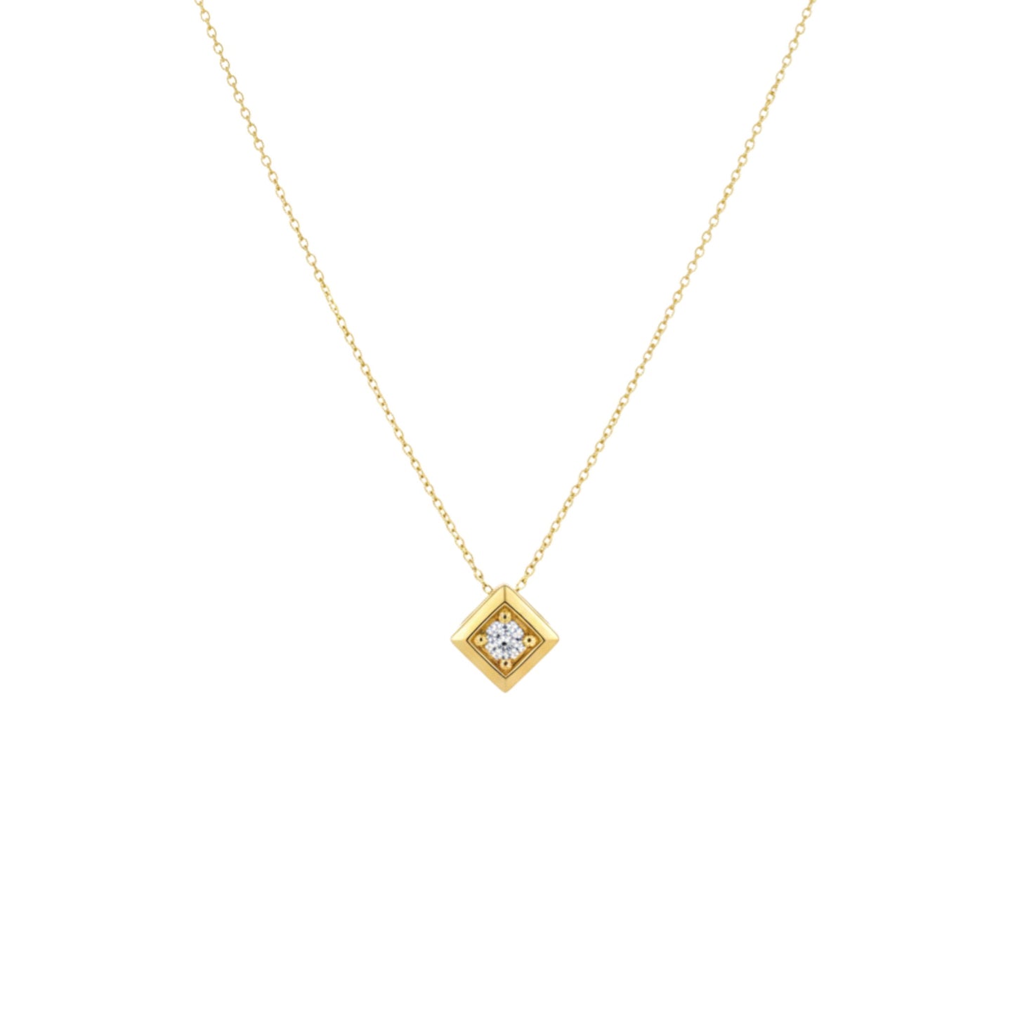 14Kt Gold Lab Grown Diamond Square Design Pendant