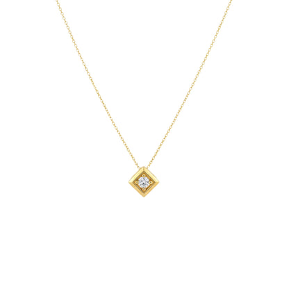 14Kt Gold Lab Grown Diamond Square Design Pendant