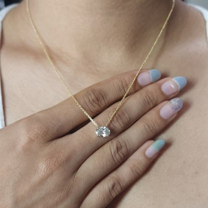 14Kt Gold 2 Ct Lab Grown Diamond Oval Solitaire Pendant