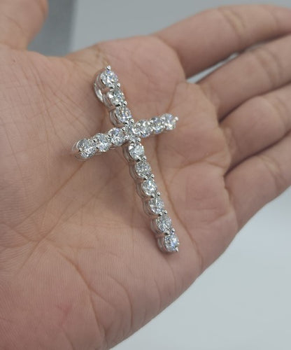 14Kt Gold 4 Ct Lab Grown Diamond Cross Pendant Necklace