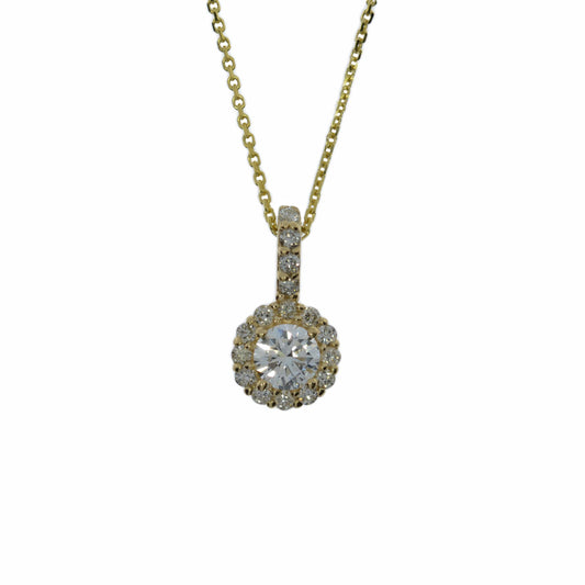 14K Gold 0.25 Ct Lab Grown Diamond Halo Pendant Necklace