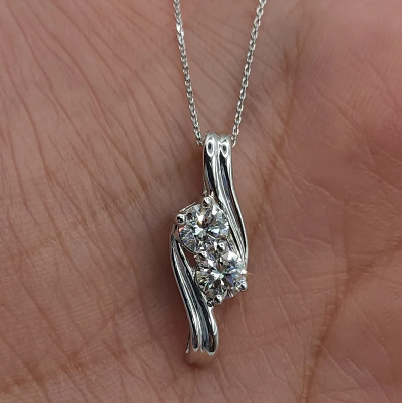 14K Gold 0.60 Ct Lab Grown Diamond Solitaire Pendant Necklace