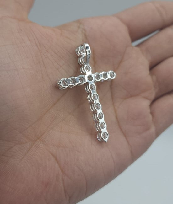 14Kt Gold 4 Ct Lab Grown Diamond Cross Pendant Necklace