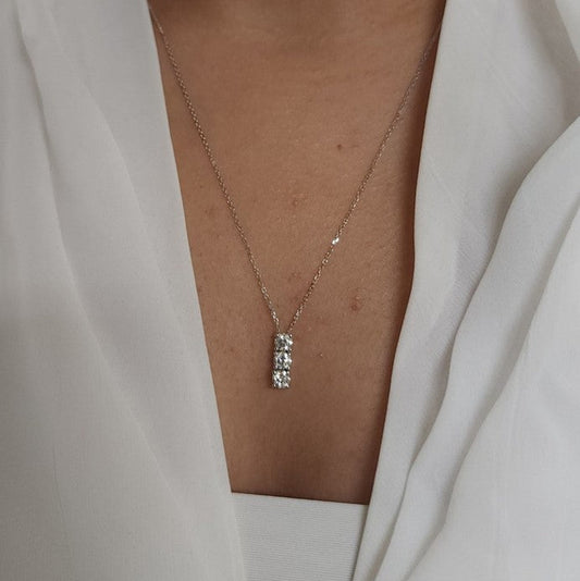 14Kt Gold 0.60 Ct 3 Stone Lab Grown Diamond Pendant Necklace