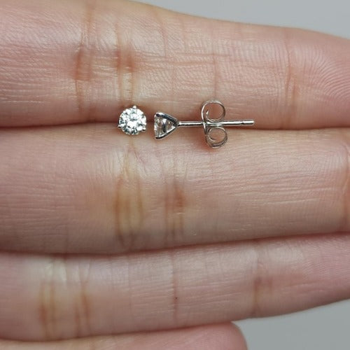 14Kt Gold 3 Prong Martini 0.15Ct Lab Grown Diamond Stud Earrings