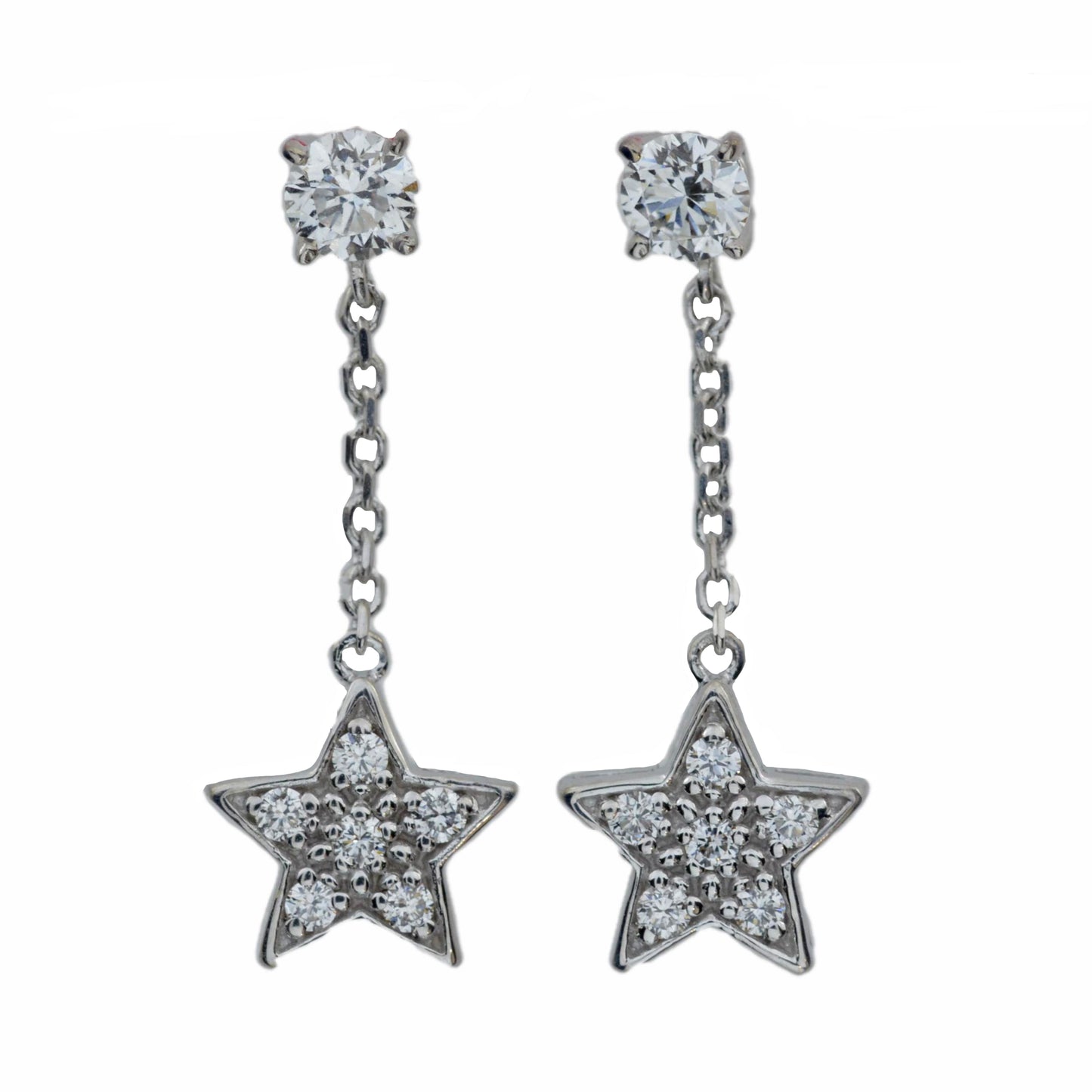 14Kt Gold 0.80 Ct Lab Grown Star Diamond Dangle Stud Earrings