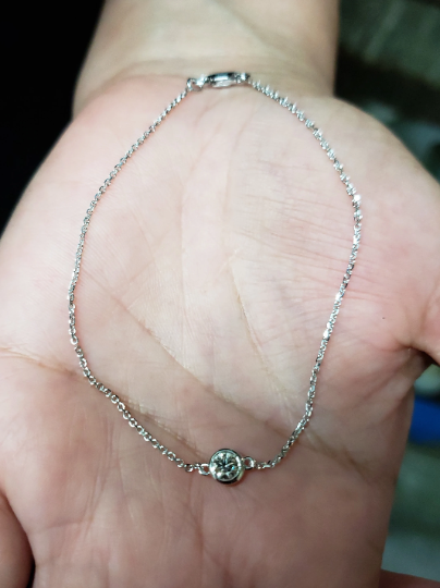 14Kt Gold 0.20 Ct Lab Grown Diamond Bezel Bracelet