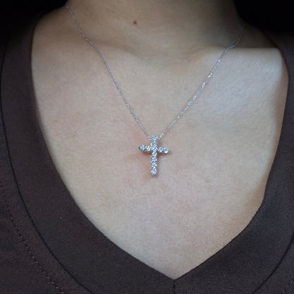 14Kt Gold 0.50 Ct Genuine Natural Diamond Cross Pendant Necklace