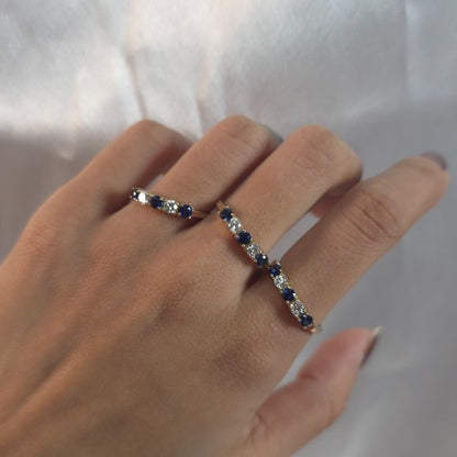 14Kt Gold 0.50 Ct 5 Stone Blue Sapphire & Lab Grown Diamond Ring