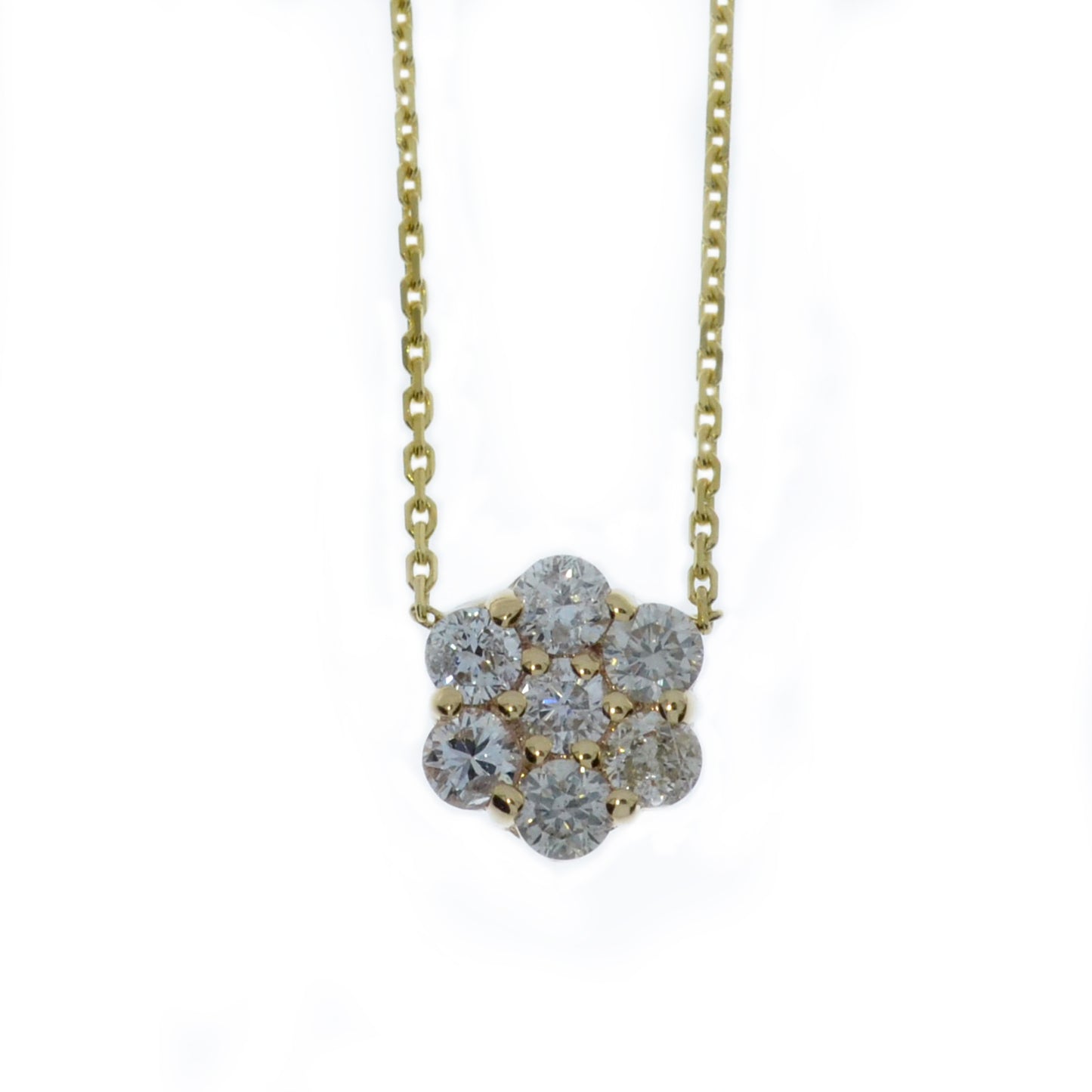 14Kt Gold 0.70 Ct Lab Grown Diamond Cluster Pendant Necklace