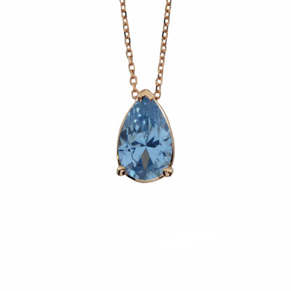 14Kt Gold Aquamarine Teardrop Necklace Pendant