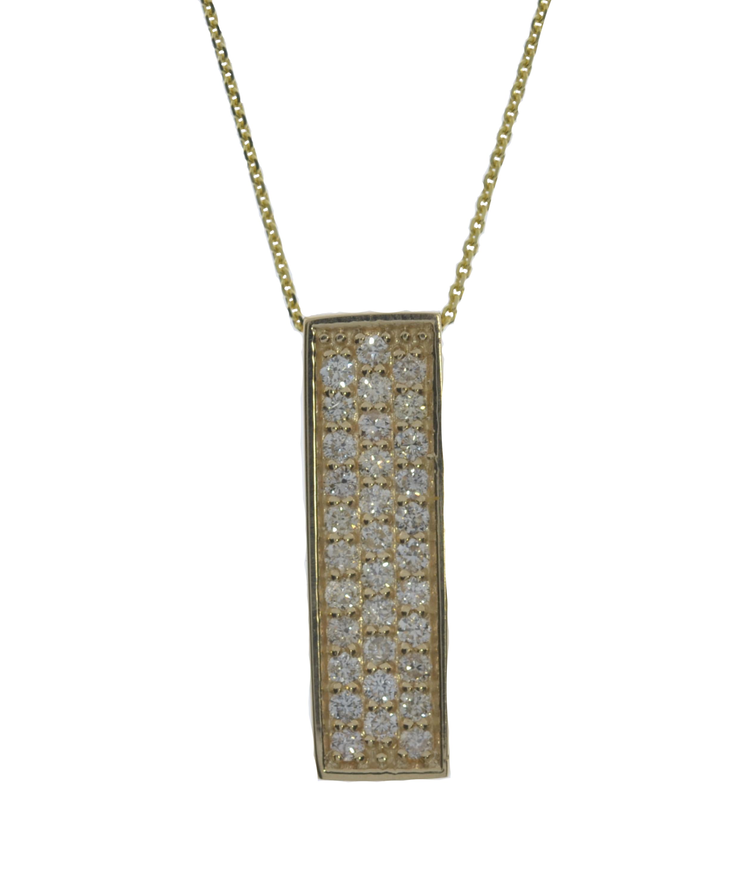 14Kt Gold 0.50Ct Genuine Natural Diamond Bar Pendant Necklace