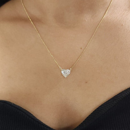 14Kt Gold 3 Ct IGI Certified Lab Grown Diamond Heart Pendant Necklace