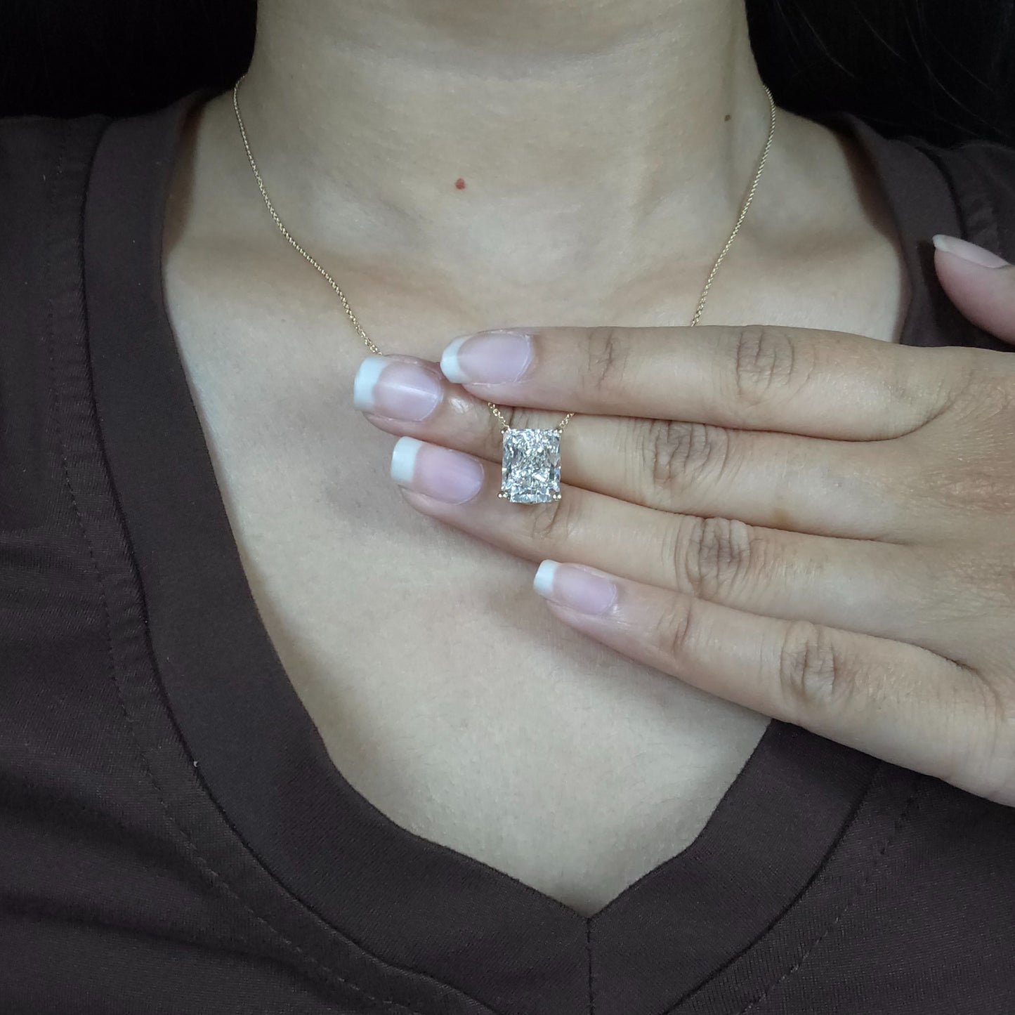 14Kt Gold 4.90 Ct IGI Certified Lab Grown Radiant Cut Diamond Pendant