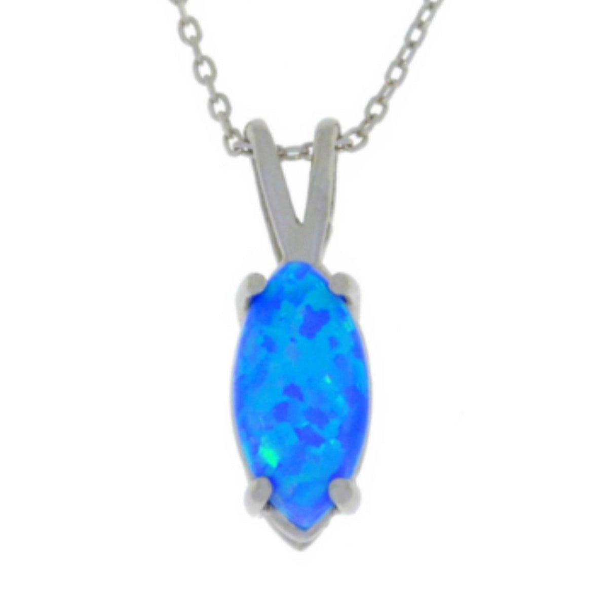 14Kt Gold Blue Opal Marquise Pendant
