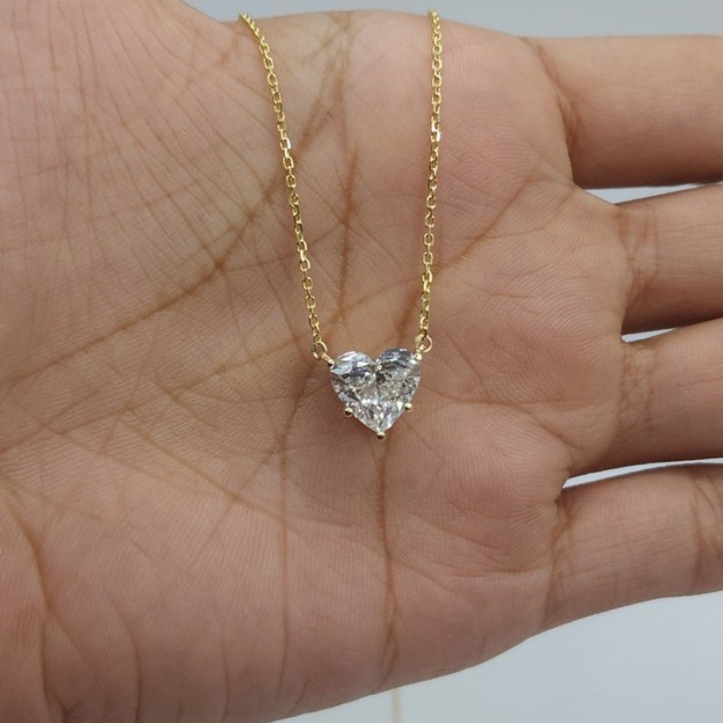 14Kt Gold 3 Ct IGI Certified Lab Grown Diamond Heart Pendant Necklace