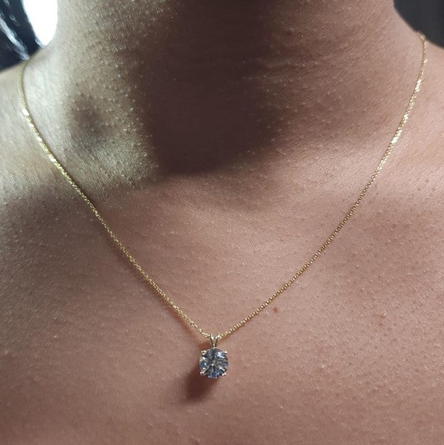 14Kt Gold 1 Ct IGI Certified Lab Grown Diamond Pendant Necklace